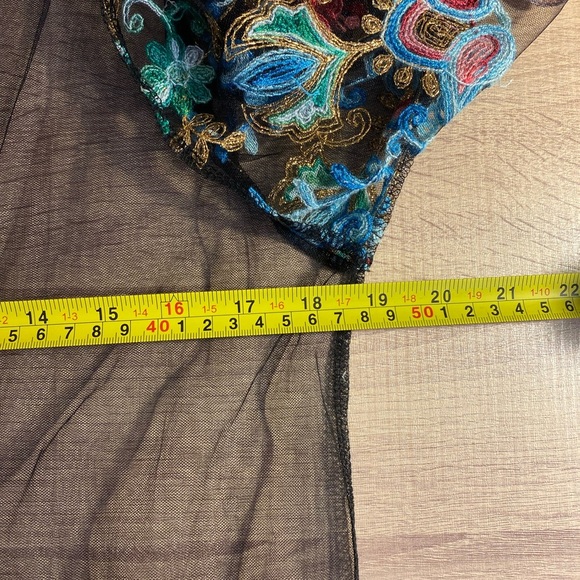Black Sheer Embroidered Bohemian Kimono OS - Picture 6 of 7
